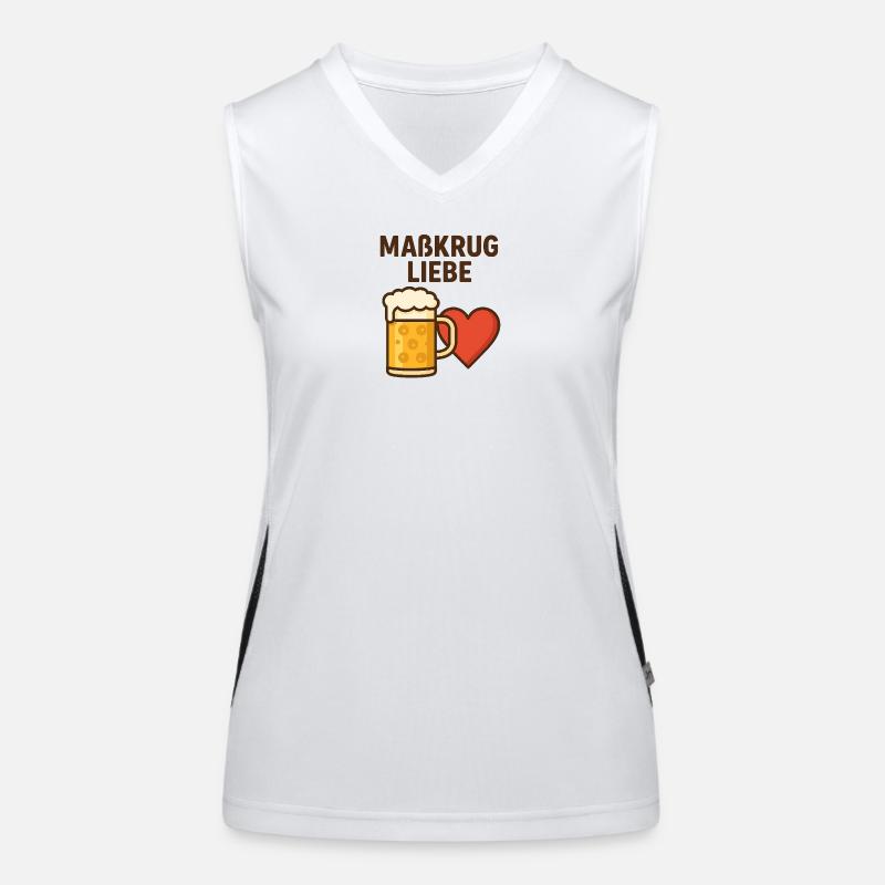 Bierlieber T−Shirt − Maßkrug mit Herz Design  Funktionelles Kontrast-Tank Top für Frauen