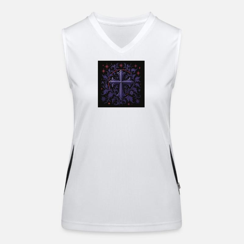 Lavendel Gothic Kreuz Blumendesign Funktionelles Kontrast-Tank Top für Frauen