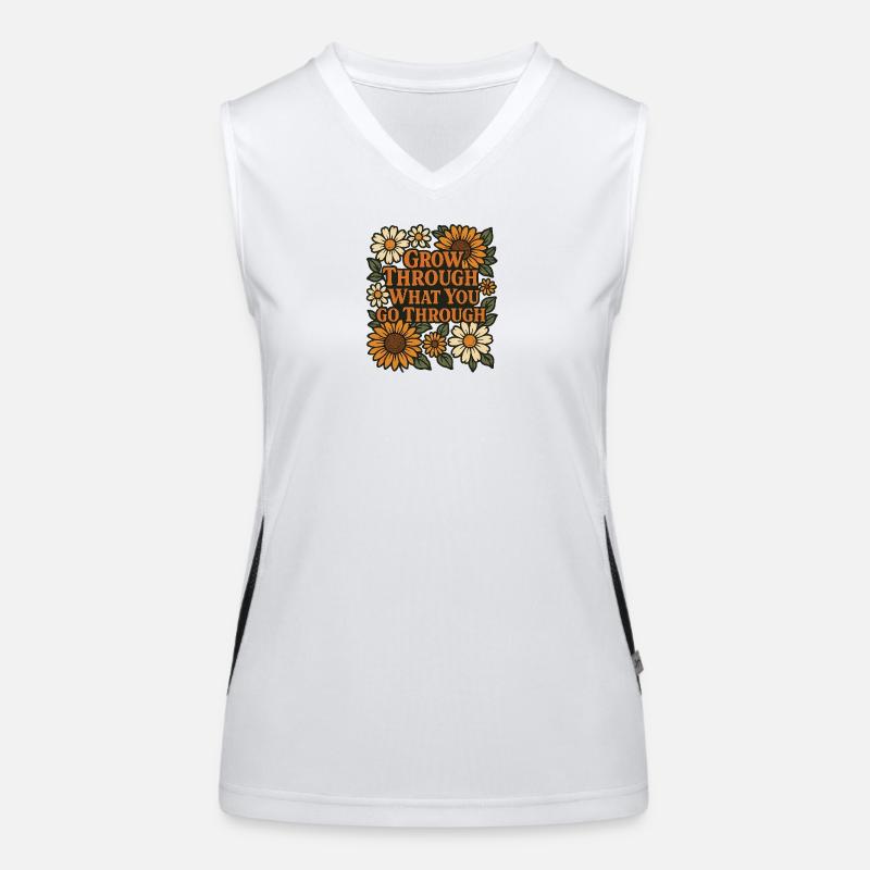 Blumenmuster mit motivierendem Zitat Funktionelles Kontrast-Tank Top für Frauen