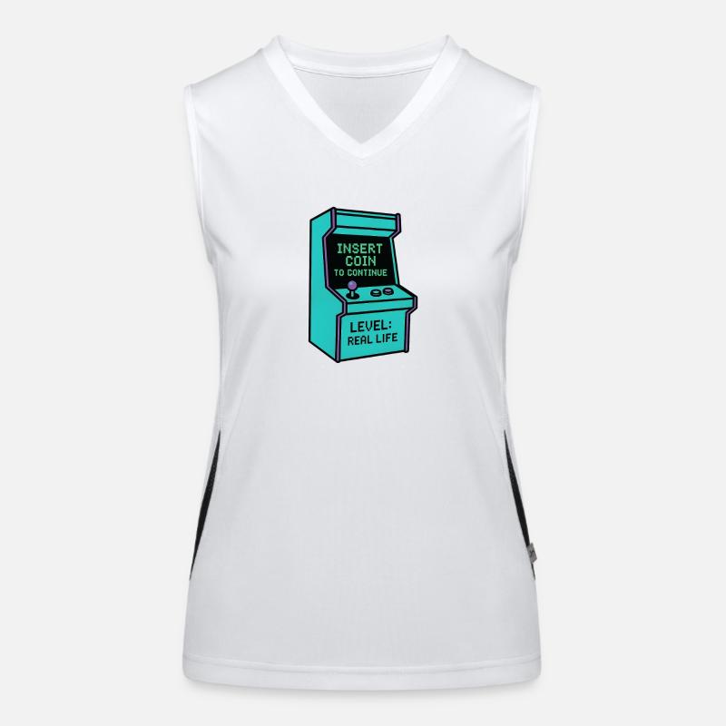 Retro Gaming Arcade Artwork Funktionelles Kontrast-Tank Top für Frauen
