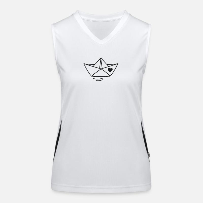 Herz Papierboot Illustration Funktionelles Kontrast-Tank Top für Frauen