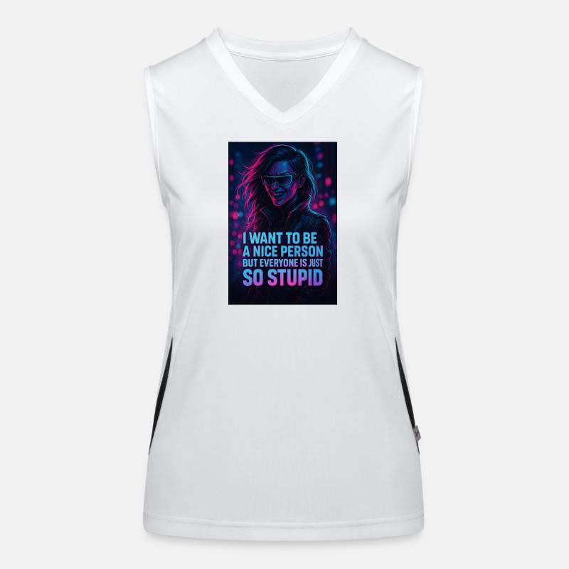 Humorous neon design with a sarcastic saying Women's Functional Contrast Tank Top