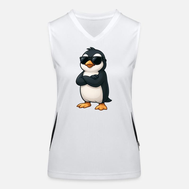 pingouin cool avec des bras entrelacés gamer dessin animé Débardeur respirant contrasté Femme
