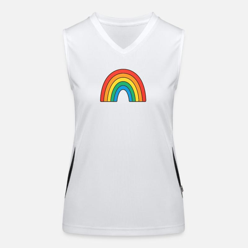 Lebendige Regenbogen-Illustration in Retrofarben Funktionelles Kontrast-Tank Top für Frauen