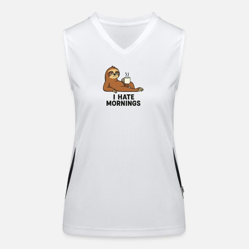 Sloth with coffee cup Women's Functional Contrast Tank Top