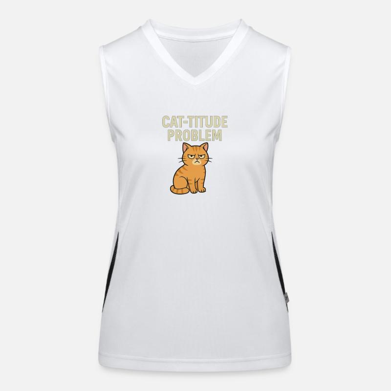Catitude Problem Mürrische Katze Meme Funktionelles Kontrast-Tank Top für Frauen