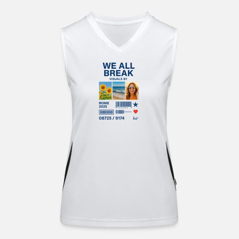 Sommerblaue Collage und Lächeln Funktionelles Kontrast-Tank Top für Frauen