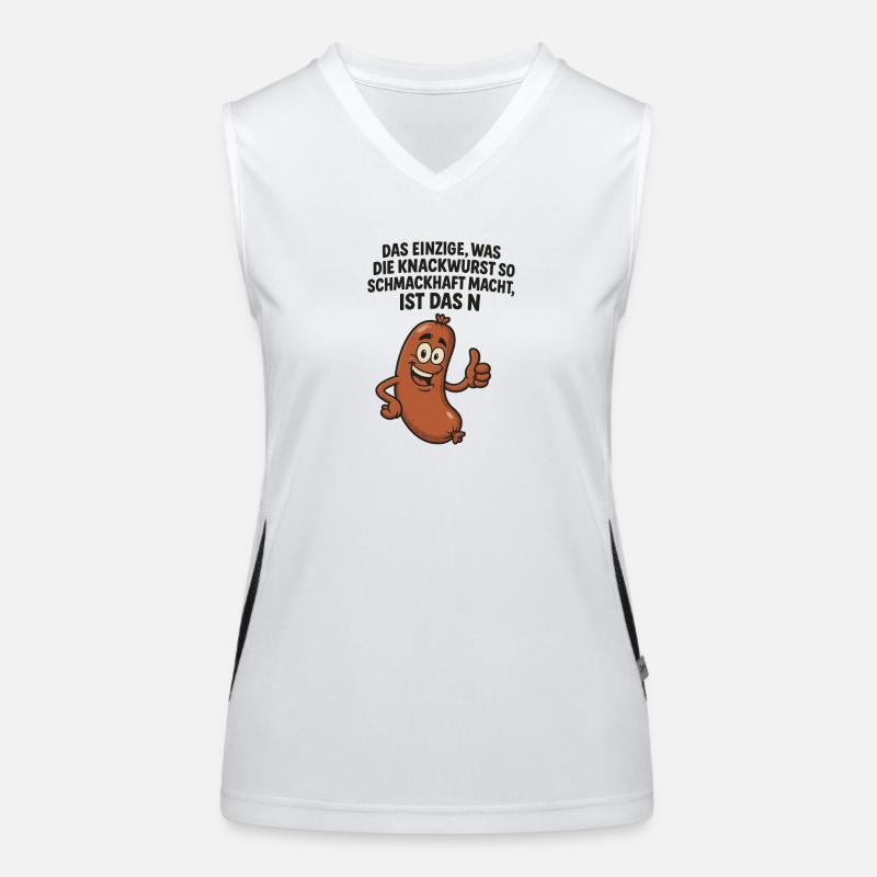 Knackwurst Lustiger Spruch Funktionelles Kontrast-Tank Top für Frauen