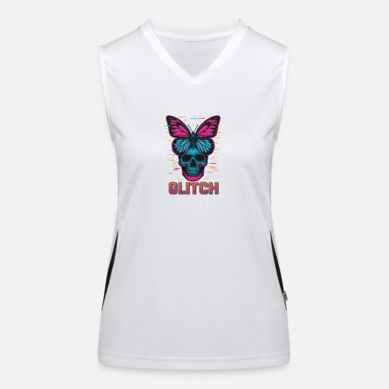 Neon Skull with Butterfly Design Women's Functional Contrast Tank Top