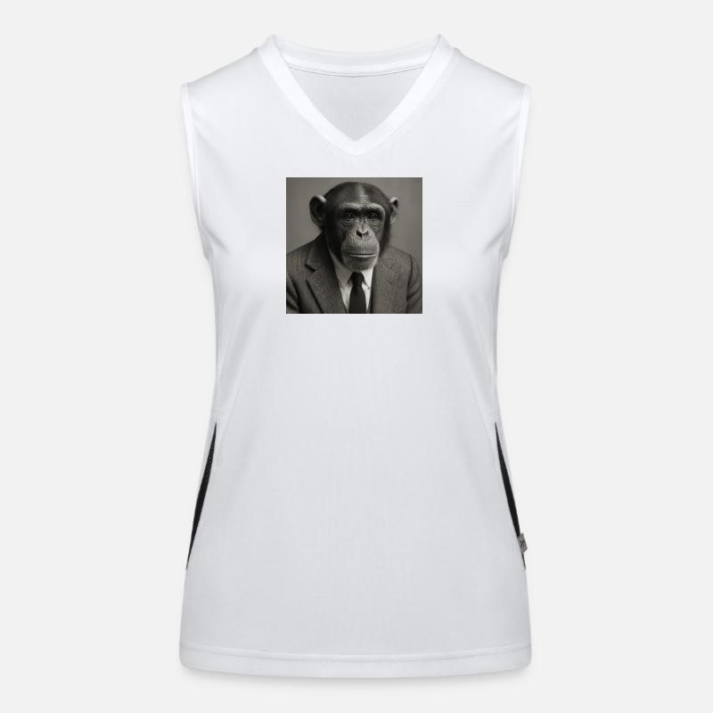 Elegant monkey in suit Women's Functional Contrast Tank Top