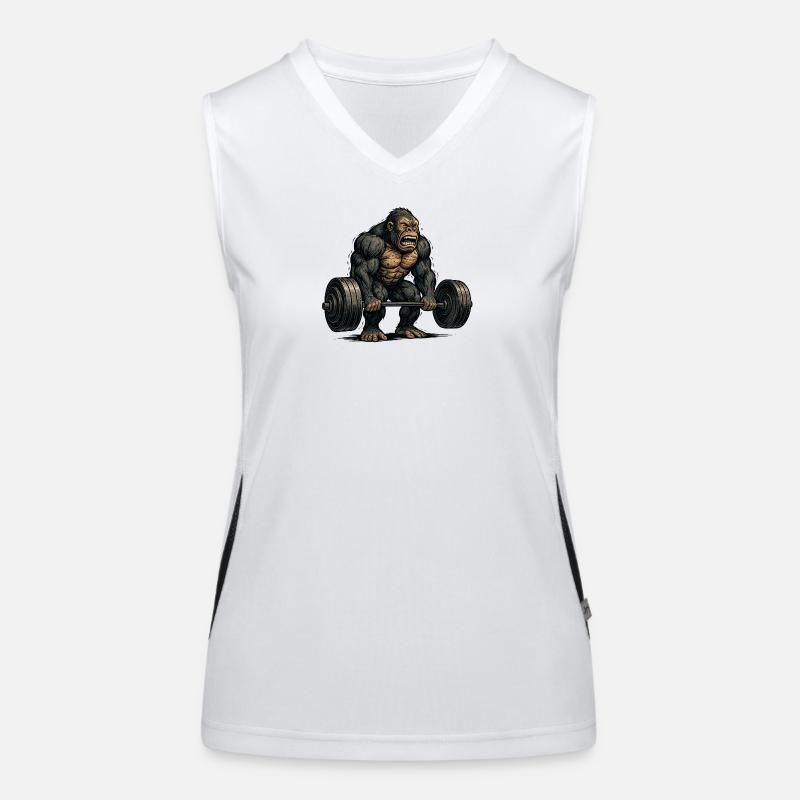 Aesthetic monkey with dumbbell Women's Functional Contrast Tank Top