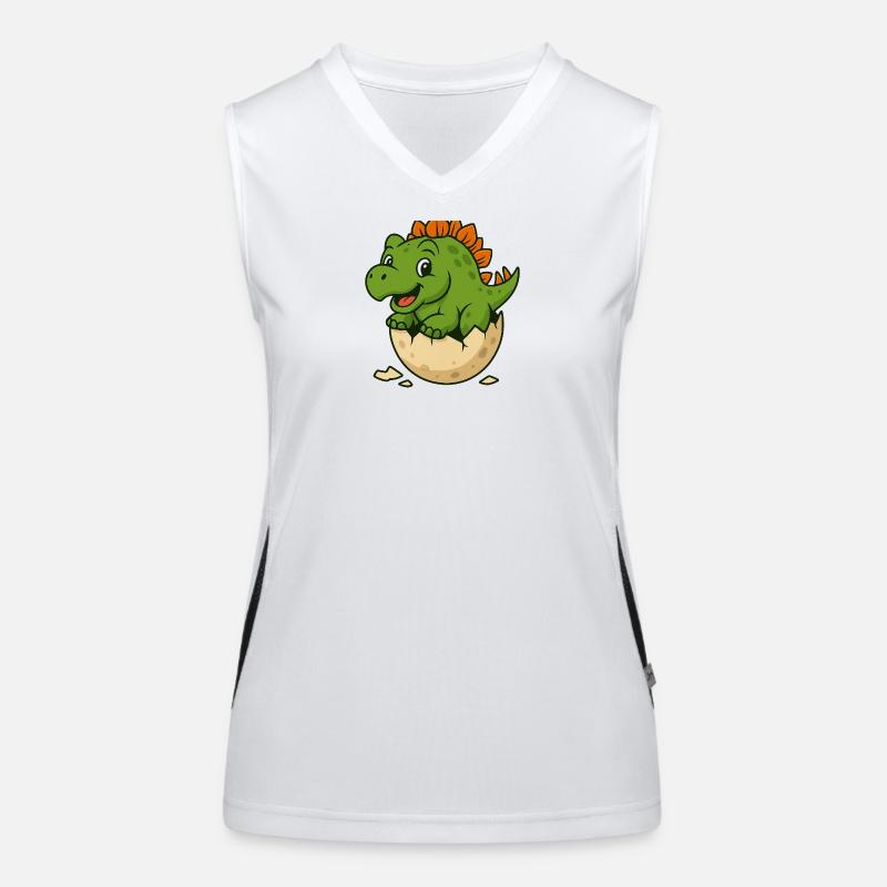 Cute dinosaur offspring on egg Women's Functional Contrast Tank Top