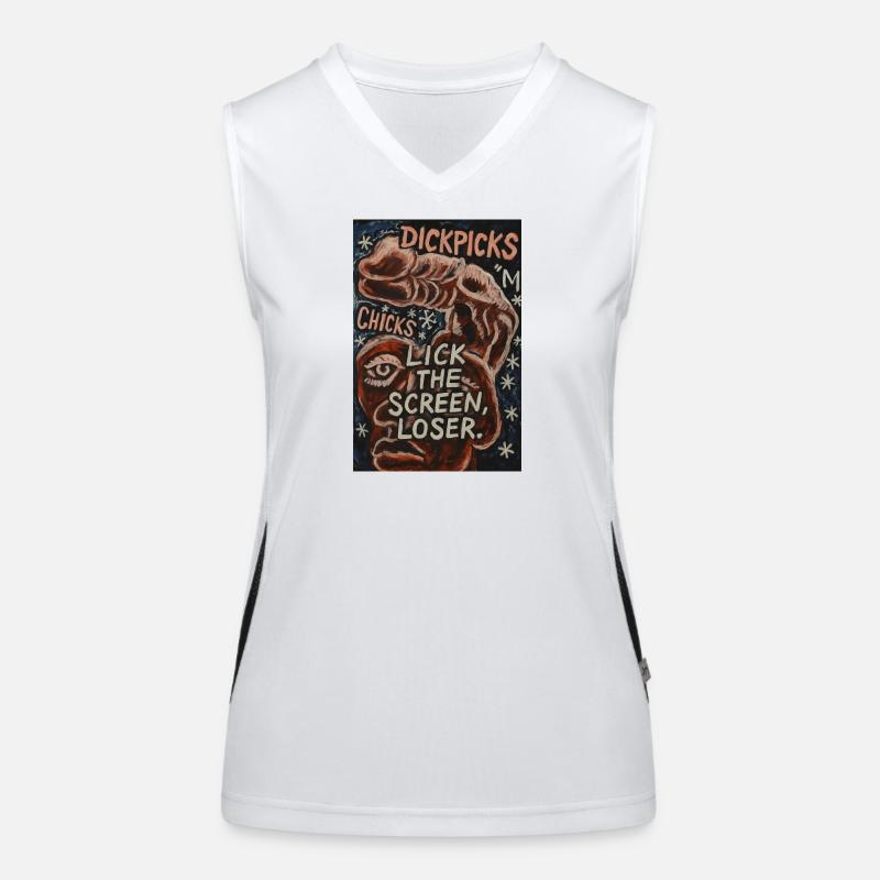 Provocative artistic graphics with witty text Women's Functional Contrast Tank Top
