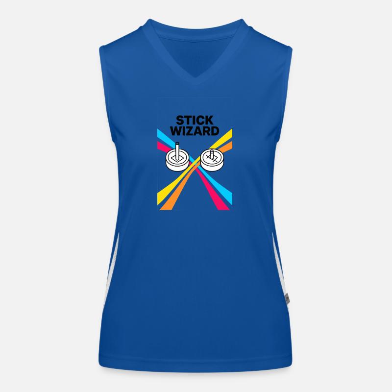 Stick Wizard Retro Gaming Design Funktionelles Kontrast-Tank Top für Frauen