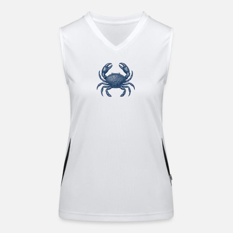Detaillierte blaue Krabbe Illustration Funktionelles Kontrast-Tank Top für Frauen