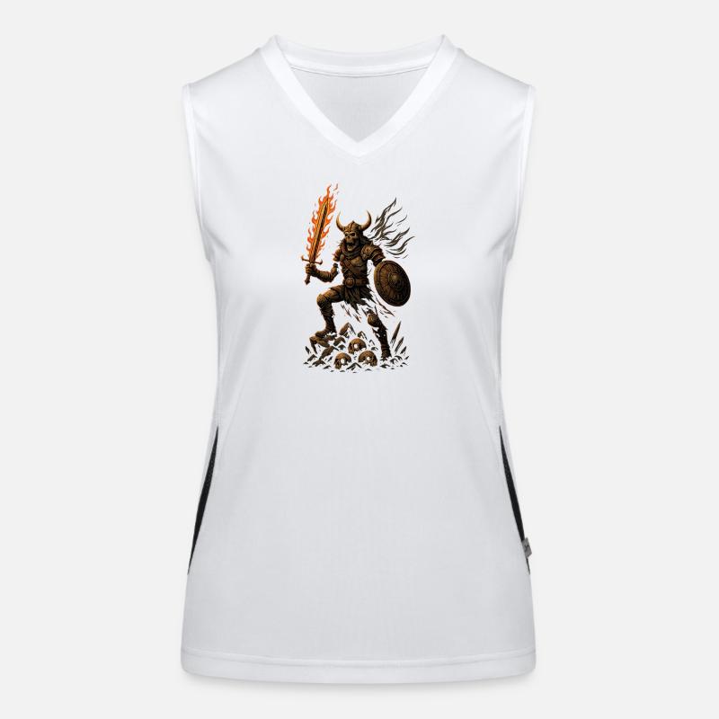 Dämonischer Krieger mit Feuer-Dolch Funktionelles Kontrast-Tank Top für Frauen