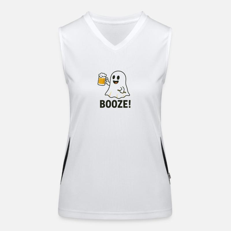Verspieltes Halloween-Geist Motiv mit Bierglas Funktionelles Kontrast-Tank Top für Frauen