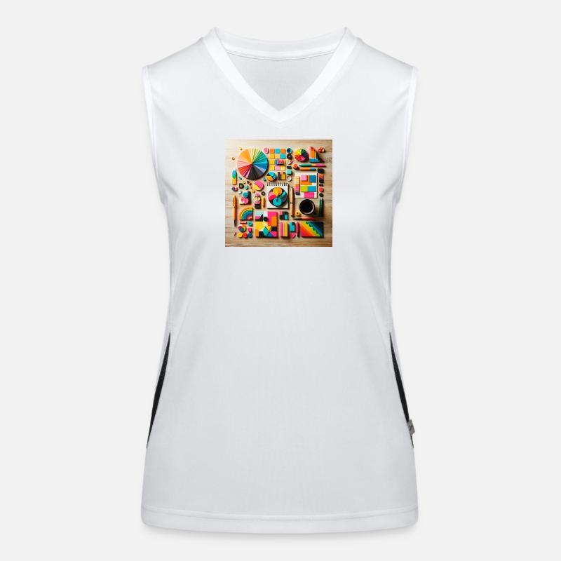 Abstrakte Komposition aus farbigen Formen Funktionelles Kontrast-Tank Top für Frauen