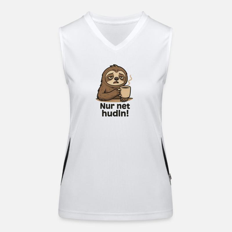 Sloth drinks coffee Women's Functional Contrast Tank Top