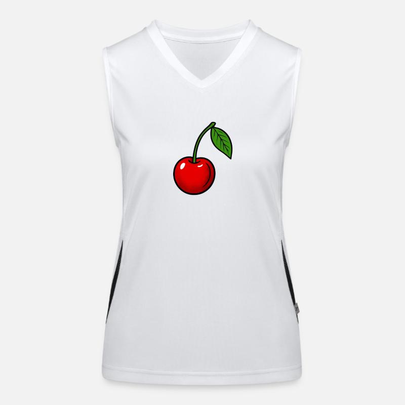 Fruchtiger Kirsch-Print mit Blattdesign Funktionelles Kontrast-Tank Top für Frauen