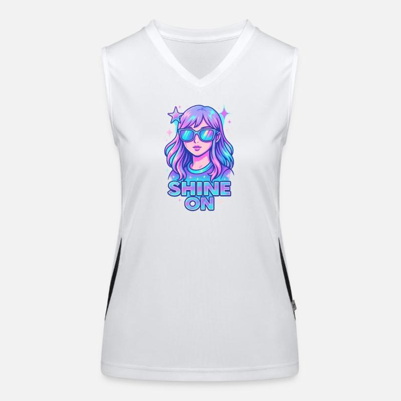Kosmische Träumerin Mädchen Illustration Funktionelles Kontrast-Tank Top für Frauen