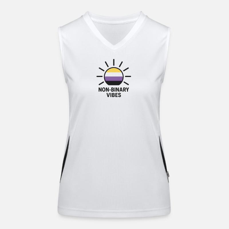 Non-Binary Vibes Sonnenlogo Funktionelles Kontrast-Tank Top für Frauen