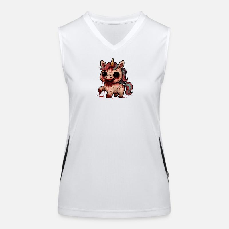 Blutiges Horror-Einhorn Funktionelles Kontrast-Tank Top für Frauen