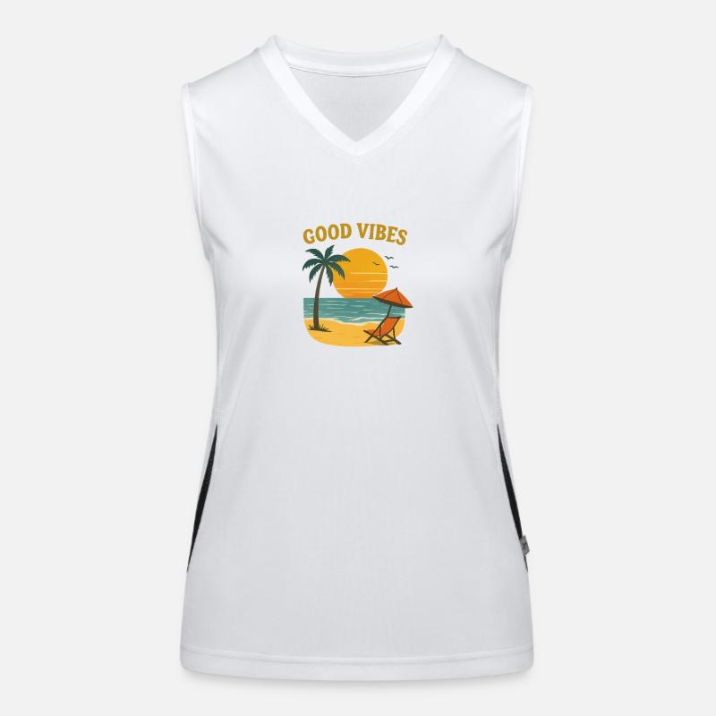 Sunset Beach Motif Women's Functional Contrast Tank Top