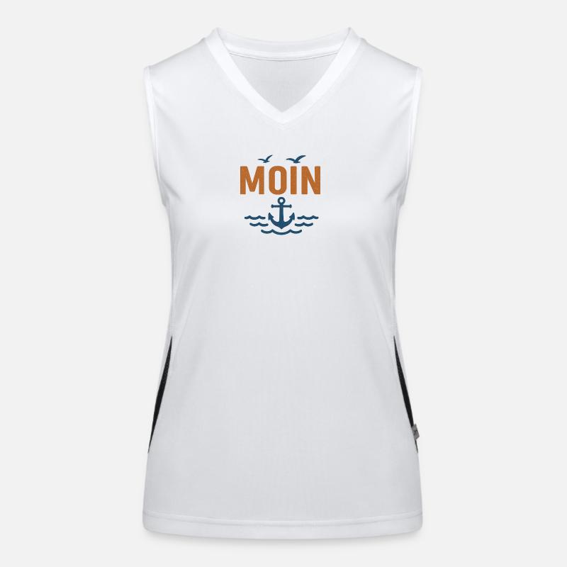 Maritime Moin Design mit Anker und Vögeln Funktionelles Kontrast-Tank Top für Frauen
