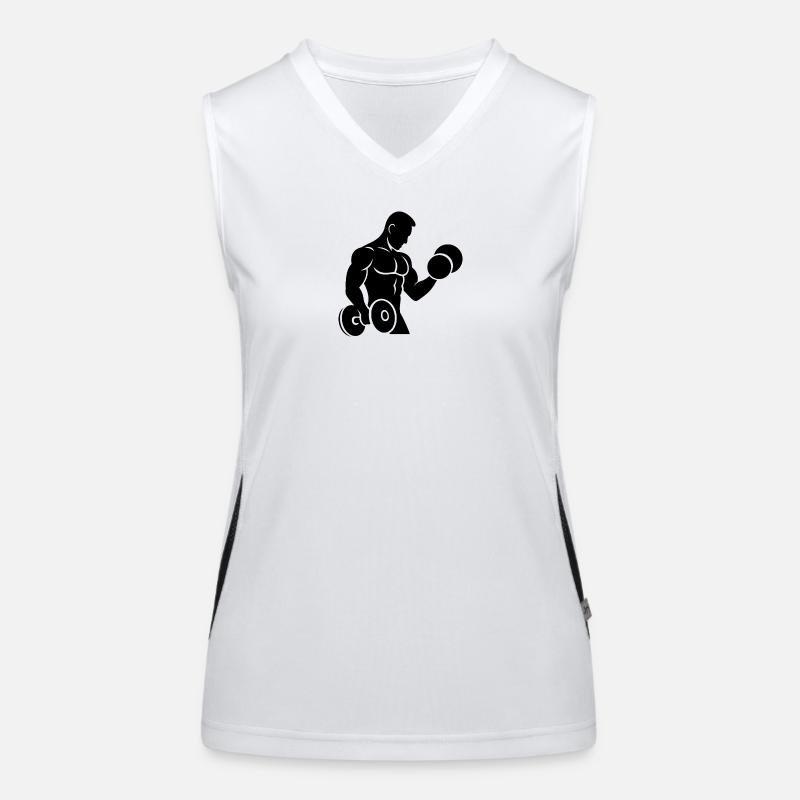 Muscle man doing strength training Women's Functional Contrast Tank Top