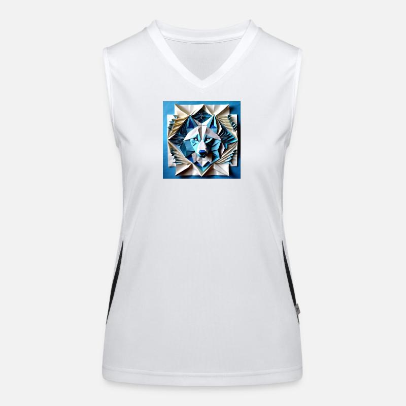 3D Papier Handcrafted Wolf Funktionelles Kontrast-Tank Top für Frauen