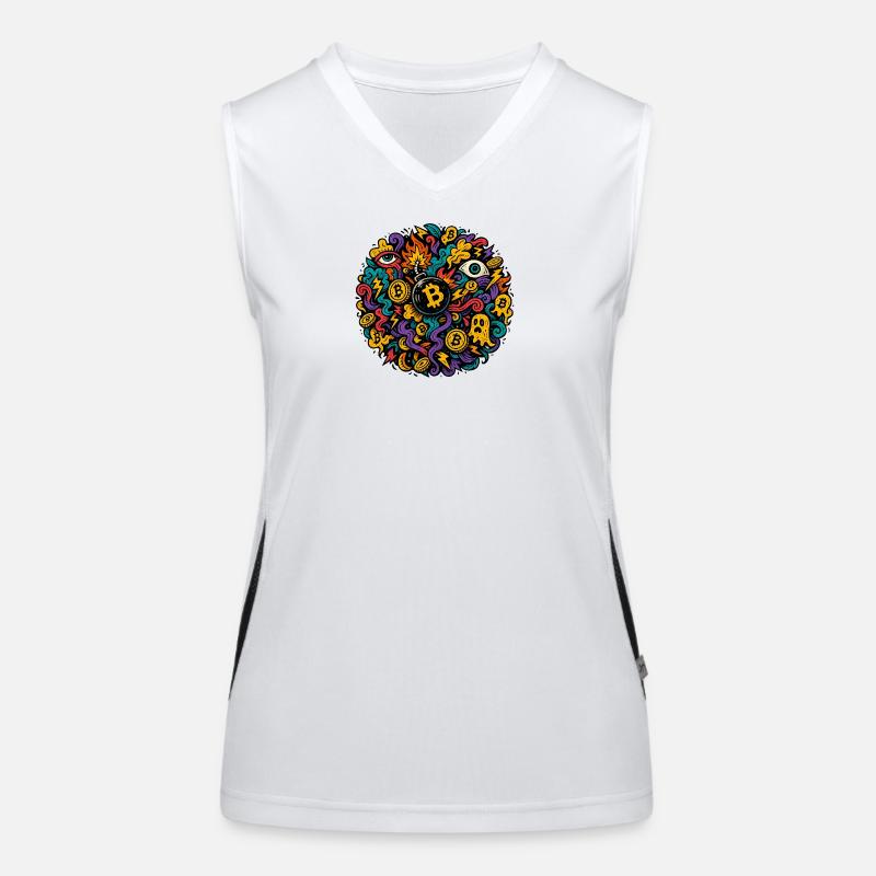 Volcanic Bitcoin Chaos Design Women's Functional Contrast Tank Top