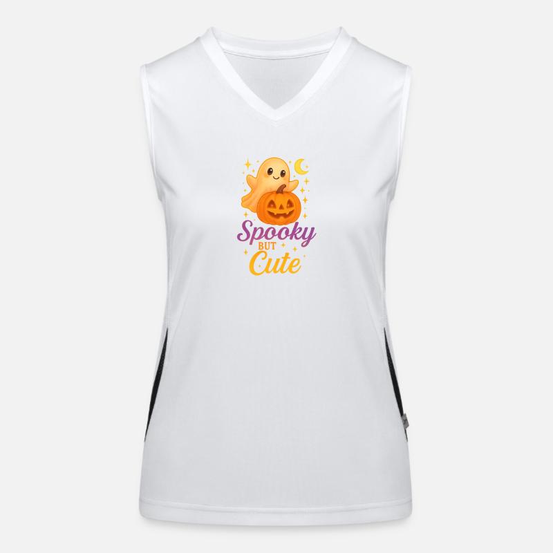 Fantôme d’Halloween mignon avec citrouille Débardeur respirant contrasté Femme