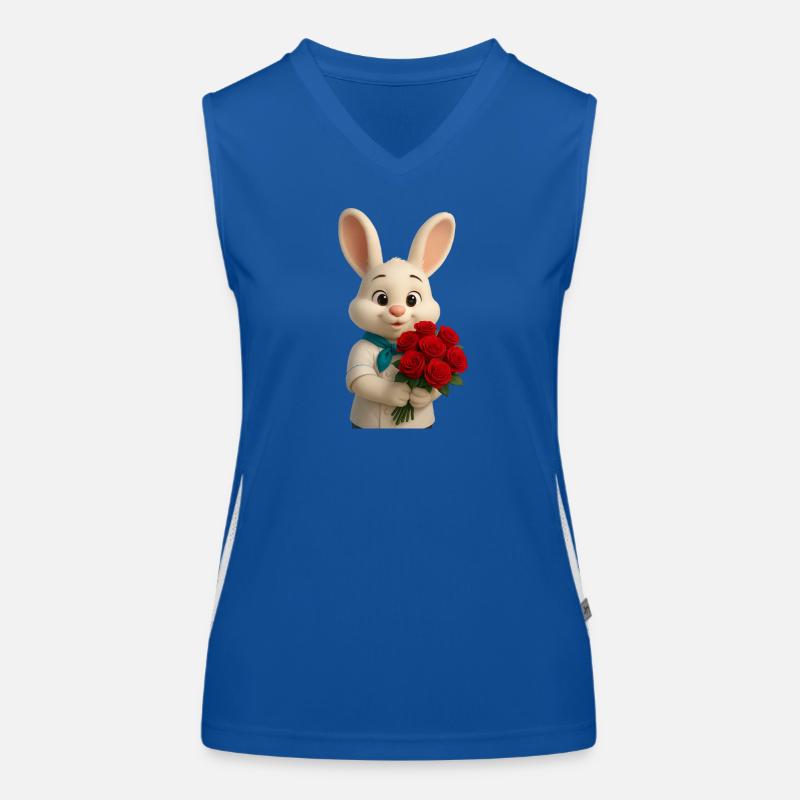 Chef Bunny mit Strauß roter Rosen Funktionelles Kontrast-Tank Top für Frauen