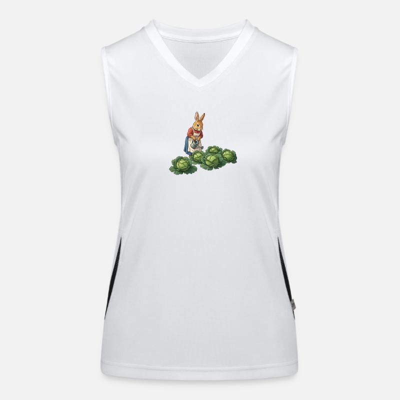 Rabbit Planter Takes Care of Cabbages Women's Functional Contrast Tank Top