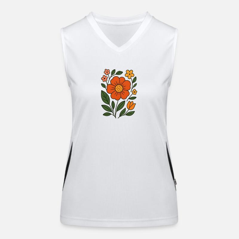 Rustic Botanical Flower Illustration Women's Functional Contrast Tank Top
