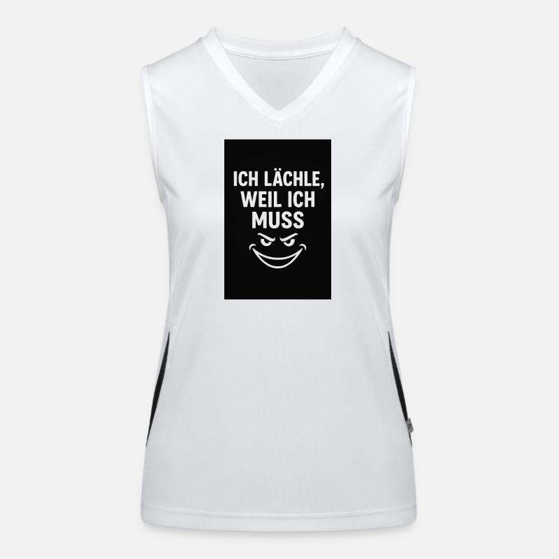 Humorvoller Slogan mit schelmischem Lächeln Funktionelles Kontrast-Tank Top für Frauen