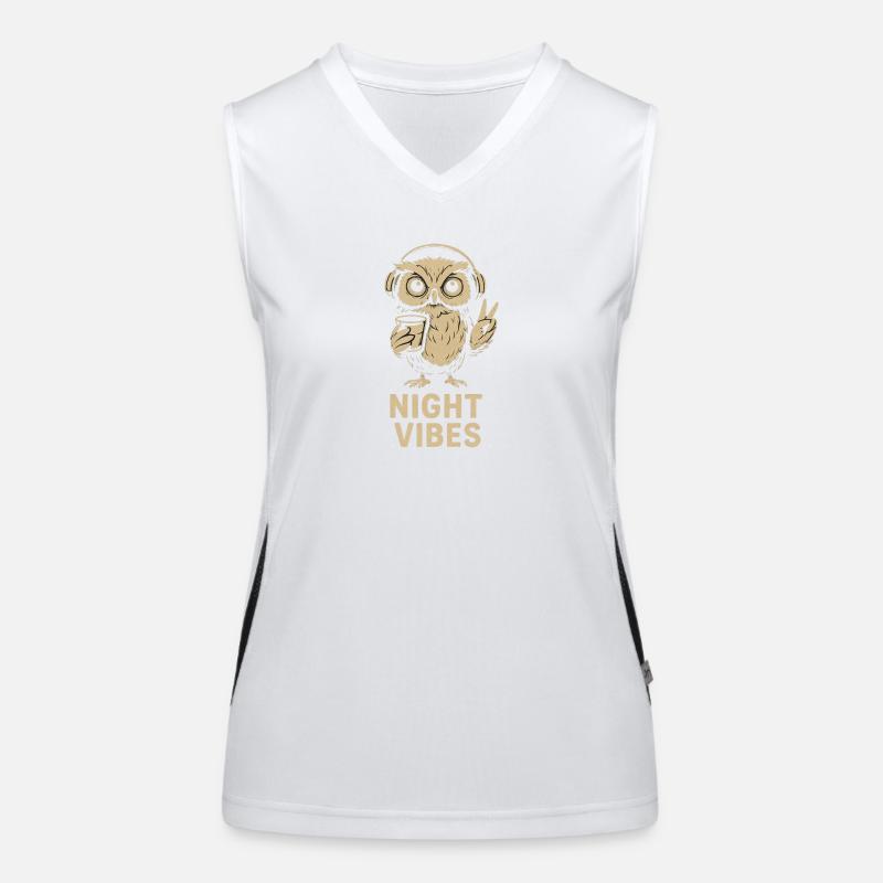 Nachtstimmung Eule mit Kopfhörern Funktionelles Kontrast-Tank Top für Frauen