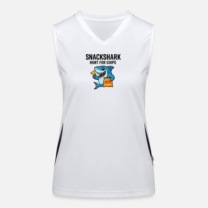 Cute shark with chips Women's Functional Contrast Tank Top