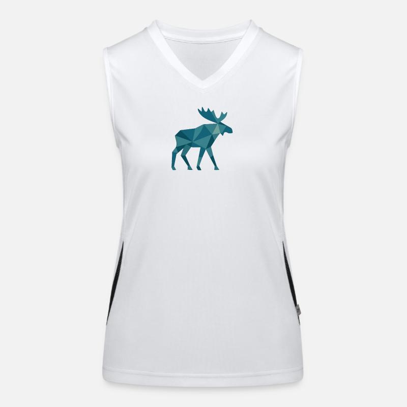 Geometric moose in polygon style Women's Functional Contrast Tank Top