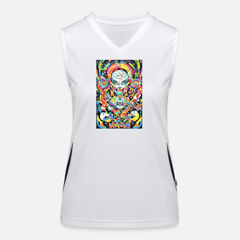 Psychedelic Chakra & Feline Art Women's Functional Contrast Tank Top