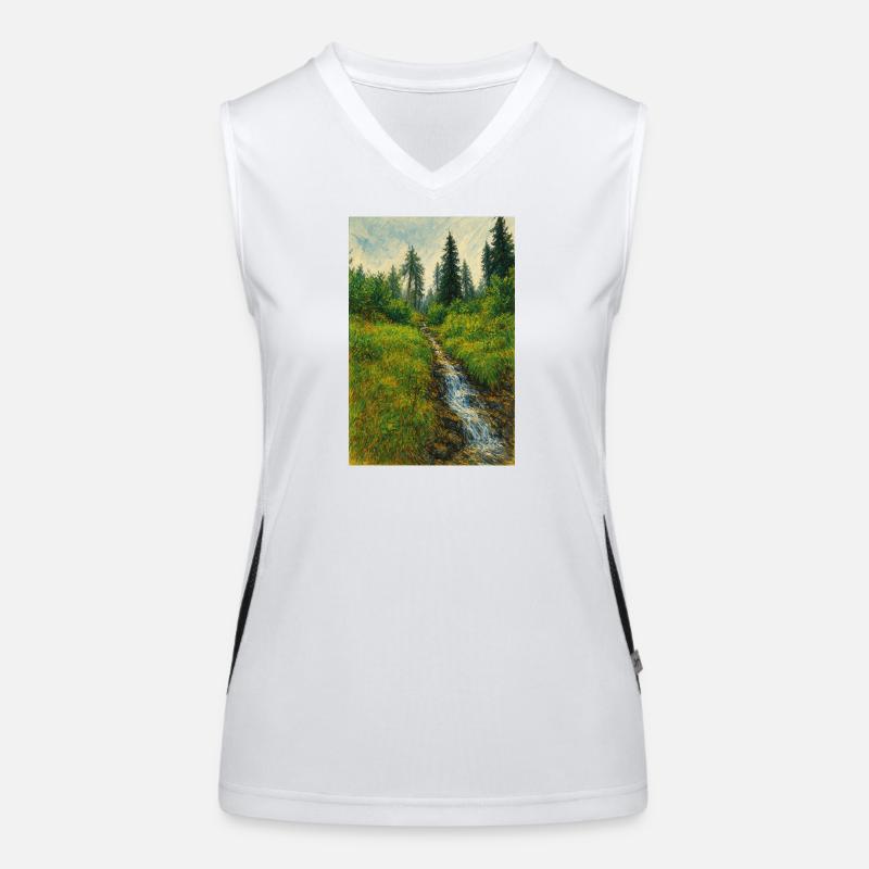 Sketchart Landschaft mit Bächlein in der Schweiz Funktionelles Kontrast-Tank Top für Frauen