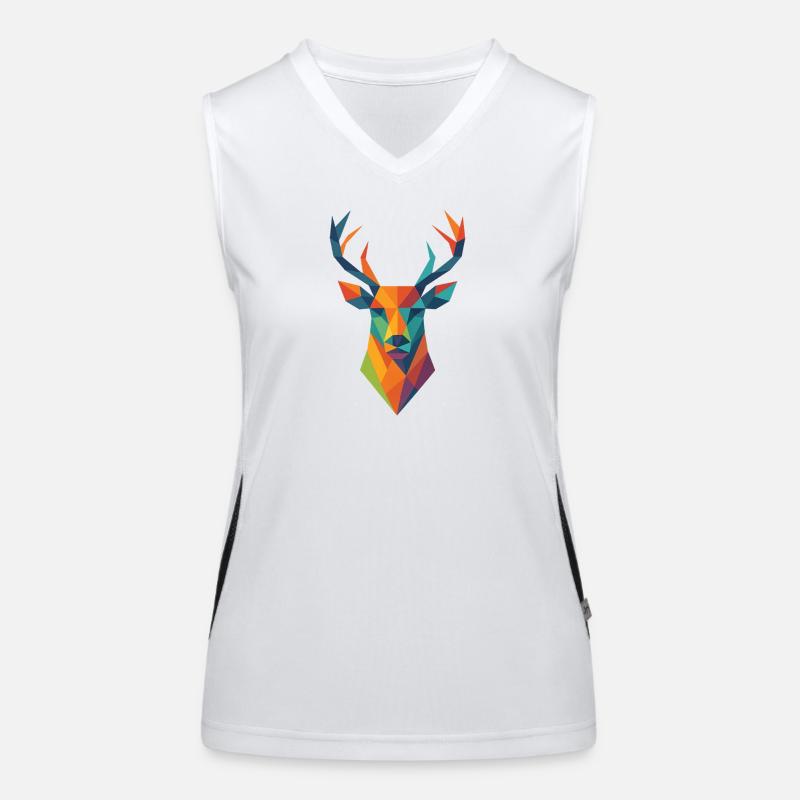 Hirsch | Tête de cerf Impression / Impression / Design Débardeur respirant contrasté Femme