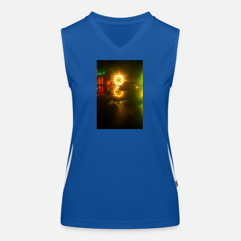 Glowing Neon Reflection Motif Women's Functional Contrast Tank Top