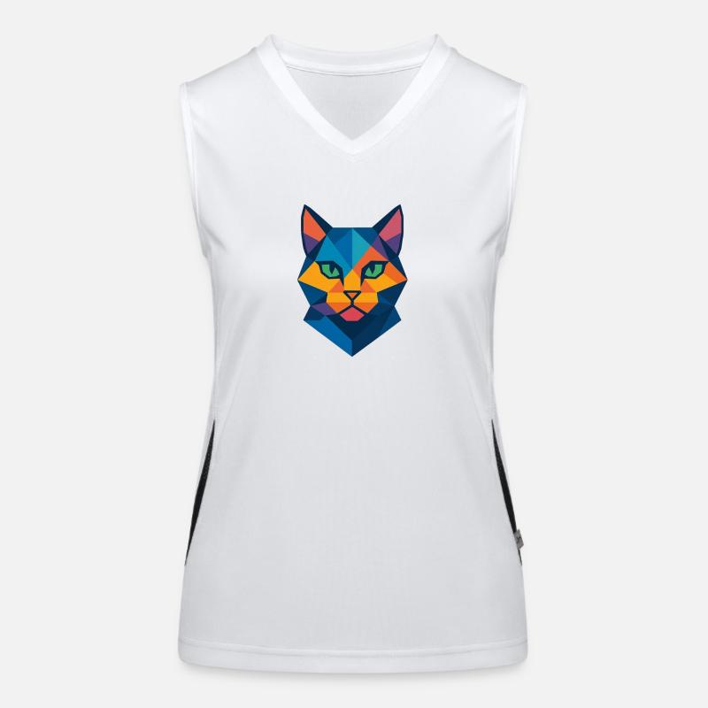 Chat | Tête de chat Impression / Impression / Design Débardeur respirant contrasté Femme