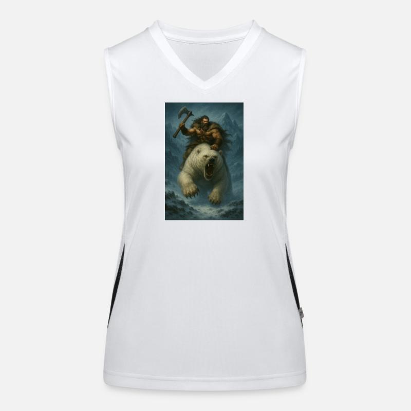 Viking Warrior on Polar Bear – Fa Illustration Women's Functional Contrast Tank Top