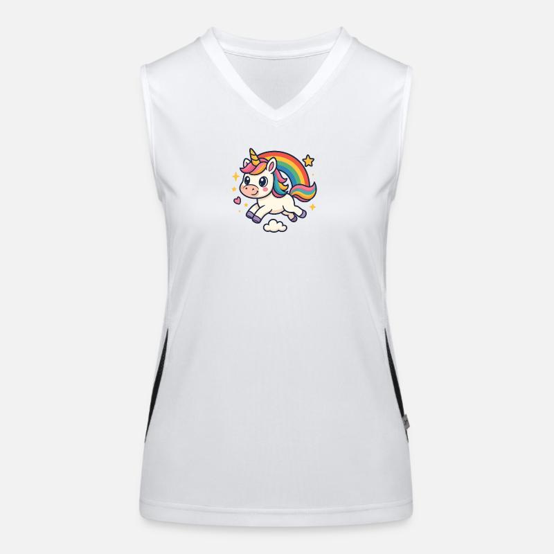 Kunterbuntes Einhorn Regenbogen Funktionelles Kontrast-Tank Top für Frauen