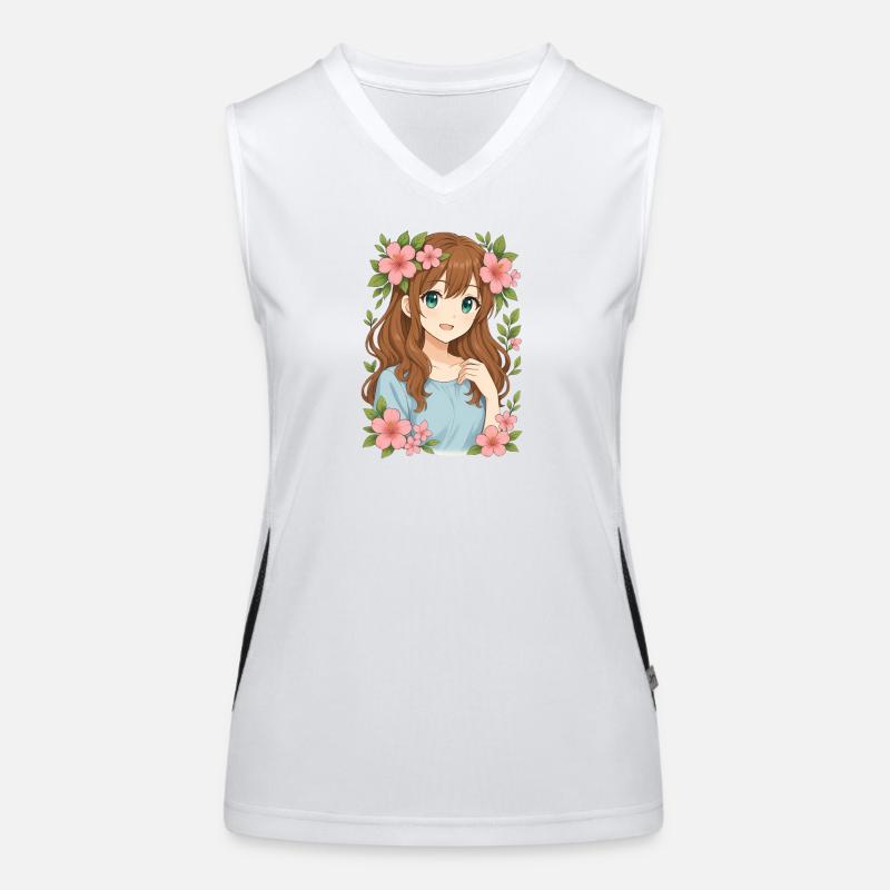 Blütenkranz Anime Mädchen Funktionelles Kontrast-Tank Top für Frauen