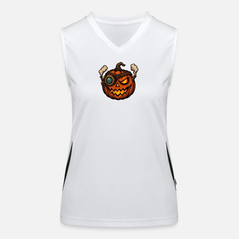Steampunk pumpkin with steam eye Women's Functional Contrast Tank Top