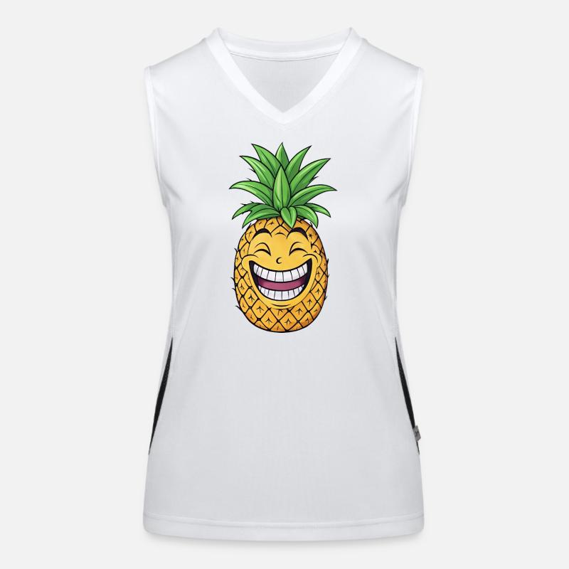 Funny Pineapple Cartoon Summer Fruit Caribbean Women's Functional Contrast Tank Top